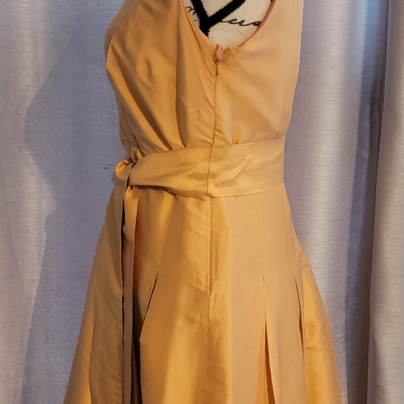 Anne Klein Mustard dress small 100% Silk - Picture 5 of 15